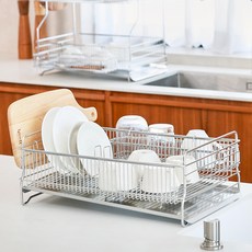 Gonggam Store 全不鏽鋼304 橫式瀝水架, 1層, 1個, 銀色