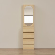 코니A 라운드 거울 수납 틈새화장대 방문설치, 오크