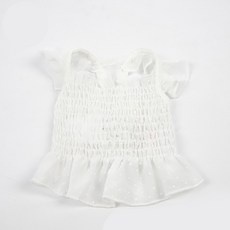 Market A 寵物荷葉邊圓點連身裙, 白色