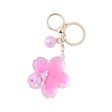 manhaengshop Sparkle Blossom 花朵鑰匙圈, 1個, 粉色的