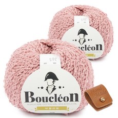 브랜드얀 부클레옹 뜨개실 2p + 솔트레지 + 가죽라벨 세트, 305인디핑크(뜨개실), 골드(솔트레지), 카멜(라벨), 1개