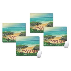 컨트리 하우스 플라워 마우스패드 20 x 24 cm, 01, 4개