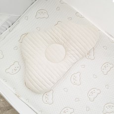 AiRabbit 新生兒用純棉絎縫雲朵枕頭, 1個, 象牙白