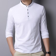 THE SIRUP 男款亨利領素色修身長袖T恤