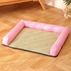 지앤와이 반려동물 등나무 여름 쿨 쿠션 매트 돗자리, U형 핑크, 1개