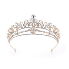 파티용품 헤어 액서사리 웨딩 바로크 도금 라인 석 크라운, 골드, 1개