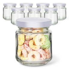 Mirkorea 直筒型密封玻璃瓶 100 白色 80ml 8入 +命名貼紙 8入組, 1套