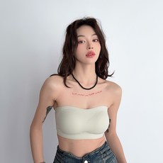 더시럽 여성용 스트랩리스 오프숄더 논슬립 일체형 브라