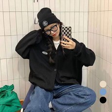 Elsso 男女通用 寬鬆版型 V領 素色 鬆餅格紋 針織衫