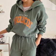 린다샵 나이퍼 레터 하프집업 기모 후드티 + 리본 조거 팬츠 세트 cpset2423k2b