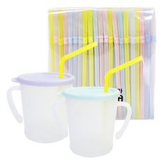 AGAFURA 兒童用吸管杯 300ml 2入+專用吸管 200入組, 薰衣草紫+薄荷綠, 1組