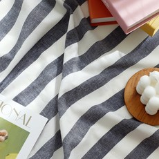 Cheonpam 大幅 46支 色織棉 尼羅條紋布料, 黑色-1379