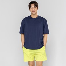 나야스타일 남성용 알루 오버핏 반팔티 래쉬가드, 네이비