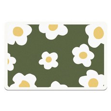 經典花卉珪藻土腳踏墊, 綠色B1