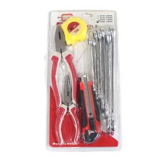 꾸미떼르 4종 공구 세트, 1개, 펜치 + 옵셋렌치 6pcs + 줄자 + 커터칼