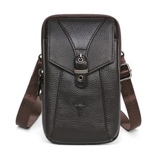 BLUEMOUNT 皮革迷你斜背手機包 229-6B, 深棕色