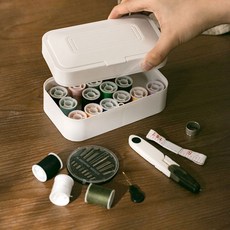 簡約2層針線盒, 白色, 1套