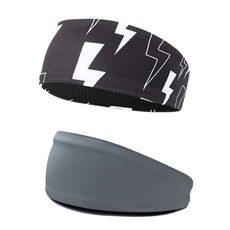 Avic 運動吸汗髮帶 涼感頭帶 2入, 黑色閃電+麻花色, 1套