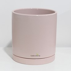 Garden in the City 現代粉彩UN條紋花盆 + 底盤組, 1套, 粉紅色