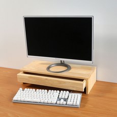 데코밸런스 고무나무 원목 모니터 받침대 듀얼 서랍형 받침 선반, 베이직_서랍형