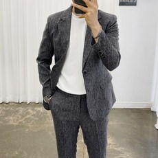 ADORE CLASSIC 休閒西裝外套+後鬆緊帶彈力長褲套裝