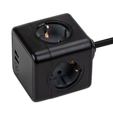 PowerCube V2 USB 延長線 4孔多功能插座, 3m, 黑色, 1個