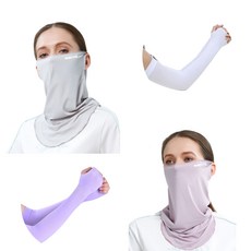 몬스터 아이스 마스크 2종 + 토시 2종 세트, 라이트그레이, 퍼플, 1개