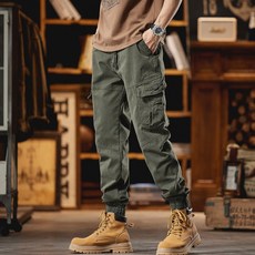 남성용 워싱 스판 카고 밴딩 조거 팬츠 YXP29