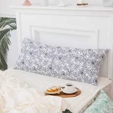 FORHOME 手工帆布方形長抱枕套, 海軍藍圖繪