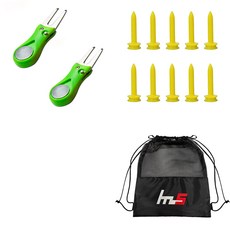 NAYASTYLE 高爾夫球叉修補器 2入 + PE 高爾夫短球釘 10入 + 收納袋組合 GFYP-38-4+170-2PU, 混色