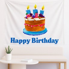 Mii Mii Party 生日派對橫幅 自助裝飾 法蘭絨高級布料, 6 藍色蛋糕