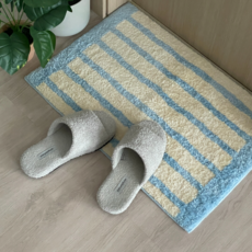 柔軟條紋浴室廚房地墊, Light Sky