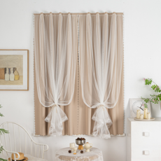 Sodam Mall 蕾絲遮光窗簾, 米色