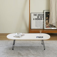 슈에뜨메종 LPM 솔리드 타원형 접이식 튼튼 테이블, 웜베이지