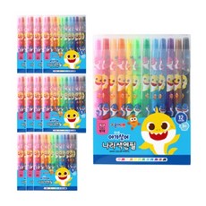 JONG IE NARA 碰碰狐小鯊魚彩色旋轉蠟筆, 12組, 12色