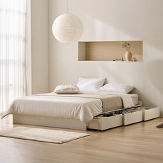 스칸디아 레이든 무헤드 3단 수납 침대 프레임 방문설치, 화이트