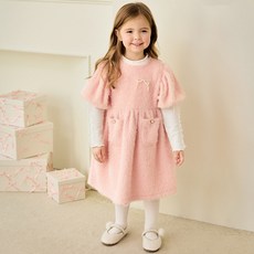 hejmini 女童珍珠蝴蝶結飾毛圈紗洋裝