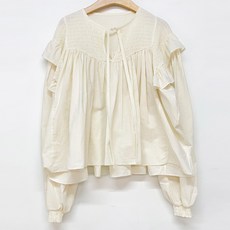 빼빼 여성용 날개 러플셔링 모스크밴딩 블라우스