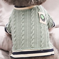 狗狗保暖麻花毛衣, 綠色, 1個