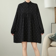 POPLARNC 女款 Obert 圓點大尺碼長版襯衫 P25FST071226