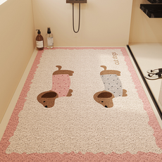 恩熙魔法 舒適防滑可裁剪浴室墊, 雙胞胎臘腸狗, 1個