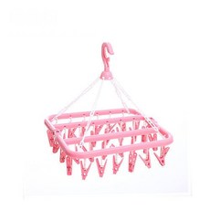 Olhai 掛式襪子曬衣架 14 糖果粉 32夾, 1個