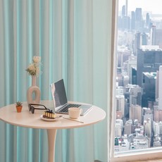 nuguna Good Day 抗菌四季通用 記憶塑形美觀窗簾組, 清新薄荷