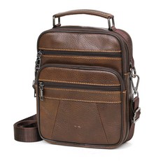 BLUEMOUNT 男士皮革休閒斜背包 CPZ501, 棕色