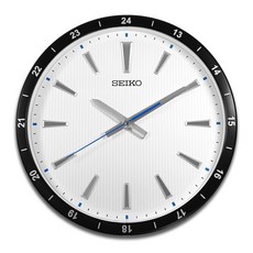 Seiko 精工 黑框靜音掛鐘 立體刻度/滑動式秒針 QXA802J, 白色