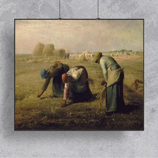 米勒 拾穗 名畫 裝飾畫框 kisn107, 黑色