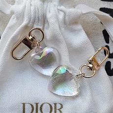 貓咪X꼬 璀璨愛心水晶鑰匙圈 愛心 2入, 2個, 透明