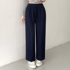 플랜데이 여성용 티르 골지 와이드 밴딩 팬츠