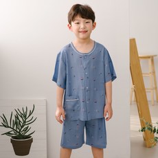찌니야 남아용 냉감 비치 60수 레이온 반팔 학생 잠옷 상하 세트