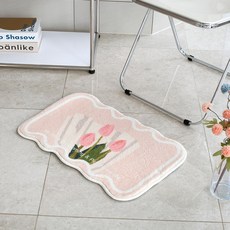 Pick Home 花漾浴室廚房玄關廁所腳踏墊, 粉紅色, 1個